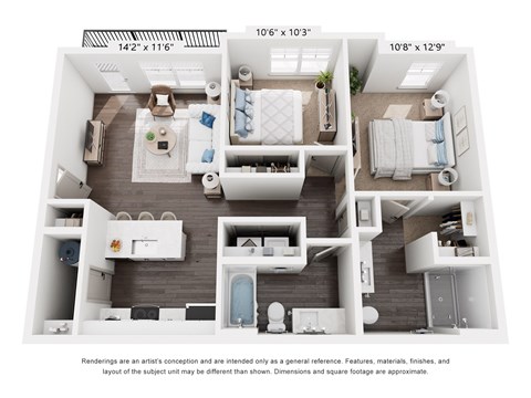 The Belmont 2 Bedroom Apartment Floor Plan at Keeneland Place in Grove City Ohio